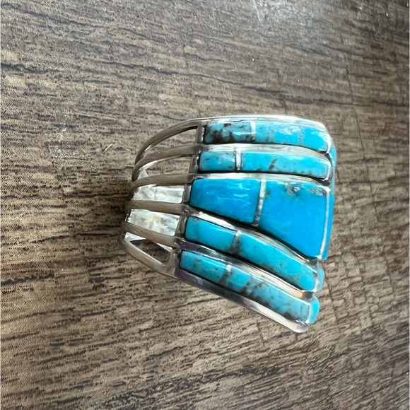 Zuni Turquoise Inlay Ring - Picture 3 of 6